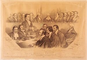 Les Membres du tribunal spécial mis en place le 4 septembre 1855 pour régler les litiges dus à l'abolition du régime seigneurial en 1854