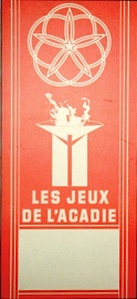 Bannière des premiers Jeux de l'Acadie à Moncton (N.-B.) en 1979